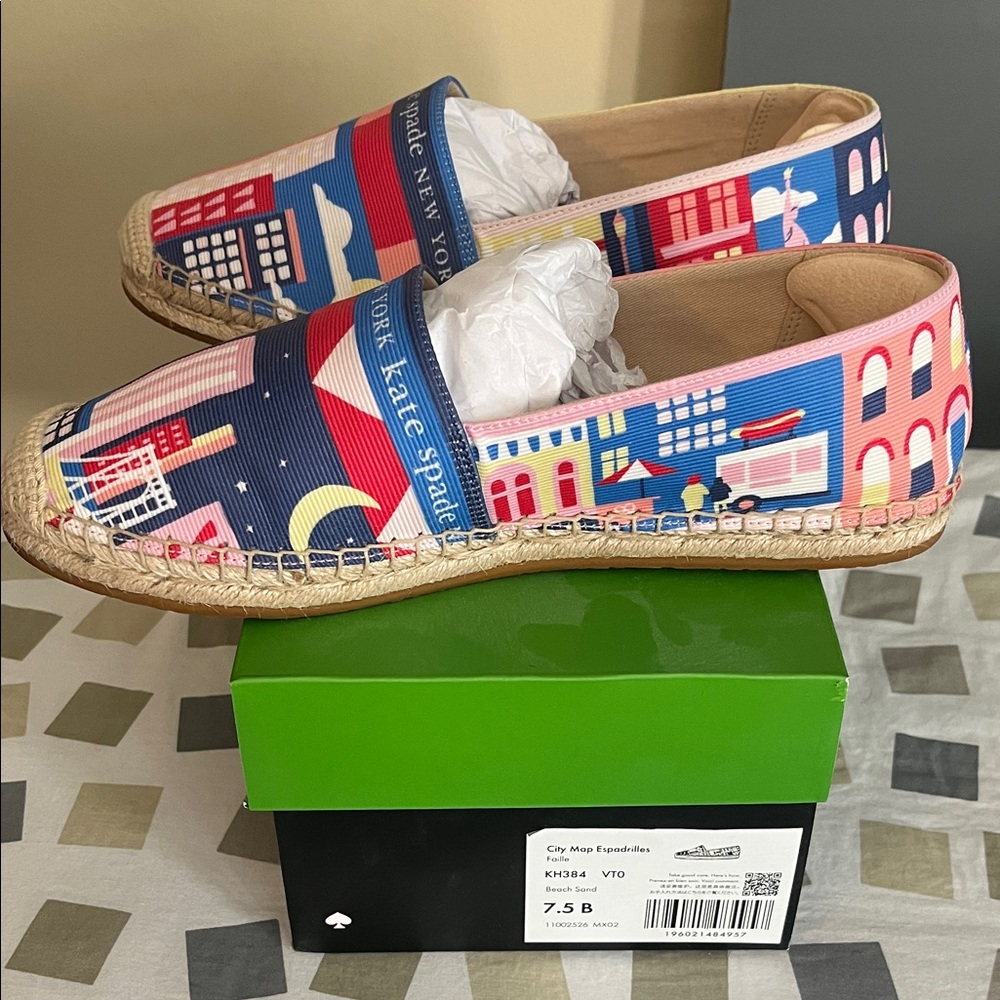 kate spade Multicolor City Map Espadrilles - Blue, Pink, Red
